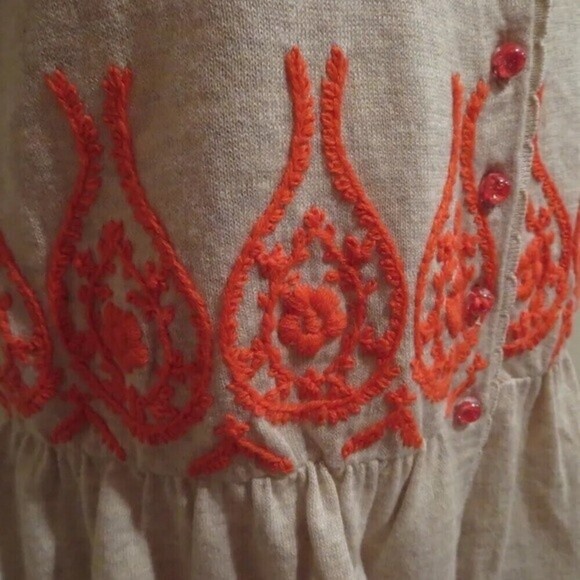 Moth Anthropologie Peplum Short Sleeve Fanning‎ Flame Sweater Size Medium - Picture 8 of 15